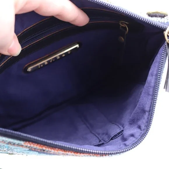 Steven Seed Beaded Bohemian Latken Cowrie Tassel Clutch Bag Blue Zippered Bag - Picture 10 of 15